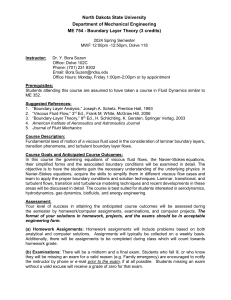 ME 754 Boundary Layer Theory Syllabus - NDSU Mechanical Engineering