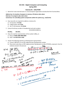 ECE 242 Digital Computers & Computing Exercise 1 Solutions