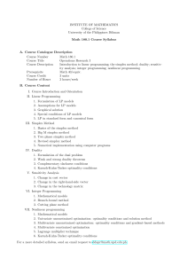 Math 180.1 Operations Research I Syllabus - UP Diliman