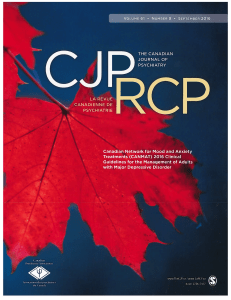 Canadian Journal of Psychiatry: CANMAT 2016 MDD Guidelines
