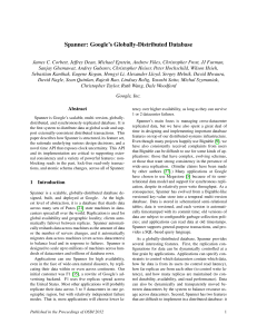 Spanner: Google's Globally-Distributed Database - OSDI 2012 Research Paper