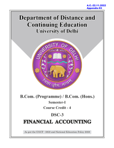 Financial Accounting Coursebook: B.Com. Semester I (Delhi University)