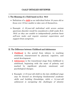 CAALP Detailed Reviewer: Child Development, Psychology & Theories