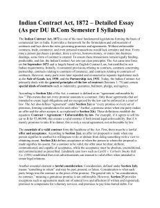 Indian Contract Act, 1872: Detailed Essay for B.Com Students