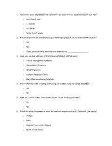 Cybersecurity & SOC Role Experience and Skill Assessment Questionnaire