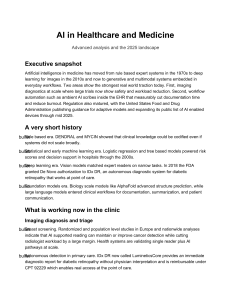AI in Healthcare & Medicine: 2025 Landscape, Applications & Regulation