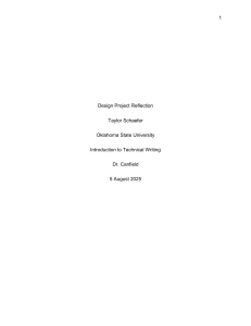Taylor Schaefer's Engineering Design Project Reflection | Technical Writing