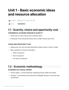 Basic Economic Ideas & Resource Allocation: Scarcity, Choice, PPC
