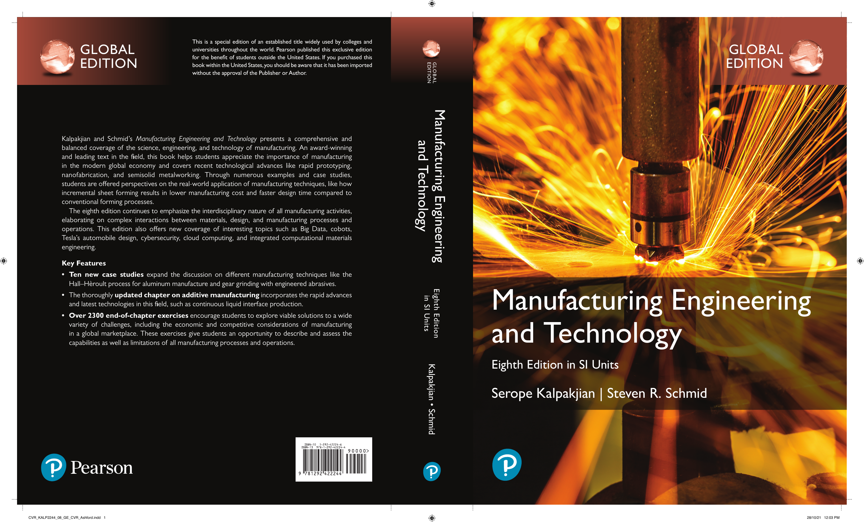 Manufacturing Engineering and Technology: 8th Ed. by Kalpakjian & Schmid