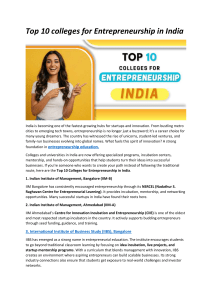 Top 10 Entrepreneurship Colleges in India: Your Guide to Innovation