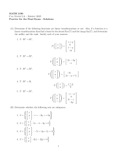 MATH 2190 Cal State LA Final Exam Practice: Linear Algebra & ODEs