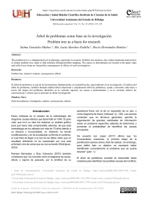 &Aacute;rbol de problemas como base en la investigaci&oacute;n