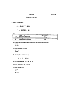 PHYS1100 Chapter 10: Temperature and Heat - Physics Concepts