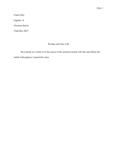 Frank Ortiz: Writing with New Life - English 1A Reflective Essay