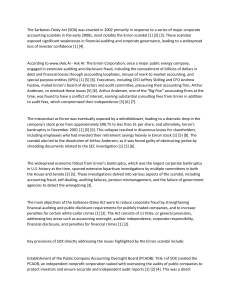 Sarbanes-Oxley Act (SOX): Enron Scandal, Corporate Governance & Auditing