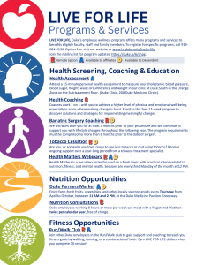 Duke LIVE FOR LIFE: Employee Wellness Programs & Services Guide