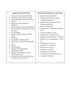 Crash Cart Equipment & Essential Medications Checklist