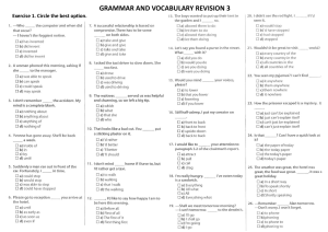 English Grammar & Vocabulary Revision 3 - Multiple Choice Exercise