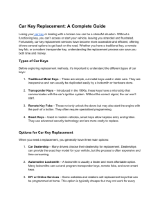 Car Key Replacement Guide: Types, Options, Costs & Steps
