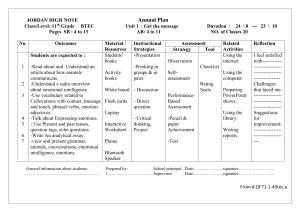 11th Grade BTEC English Annual Plan - JORDAN HIGH NOTE