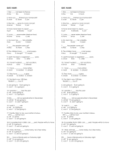 English Grammar Quiz: Present Perfect, Future Tenses, For/Since