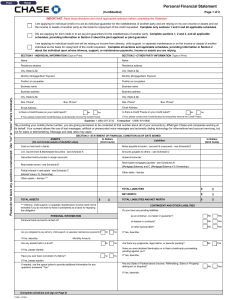 JPMorgan Chase Personal Financial Statement for Credit Application