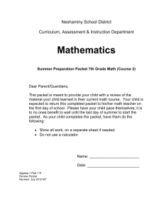7th Grade Math Summer Review Packet | Neshaminy School District