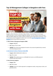 Top 10 Management Colleges in Bangalore: Fees, Programs & Highlights