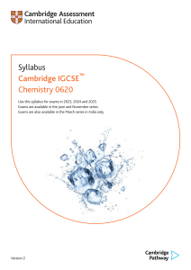 Cambridge IGCSE Chemistry 0620 Syllabus 2023-2025 | Exam Guide