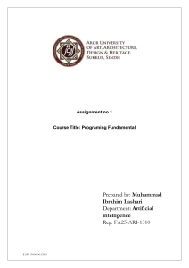 AROR University Programming Fundamental Assignment 1: C++ Basics