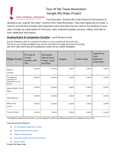Texas Revolution Tour Map Project: Assignment, Rubric & Resources