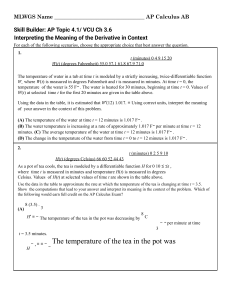 AP Calculus AB Skill Builder: Interpreting the Meaning of the Derivative