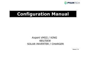 Axpert VMIII/KING Solar Inverter Configuration Manual | Pylontech