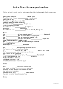 Celine Dion - Because You Loved Me: Past Simple Verb Exercise