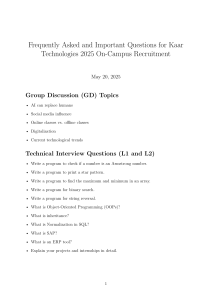 Kaar Technologies 2025 On-Campus Recruitment: Interview Prep Guide