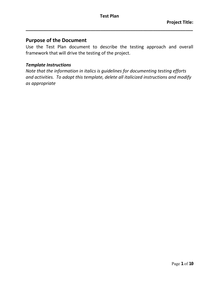 Test Plan Template for Software Projects | Comprehensive Guide