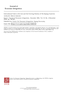 International Trade in Services: Developing Countries' Evolving Position