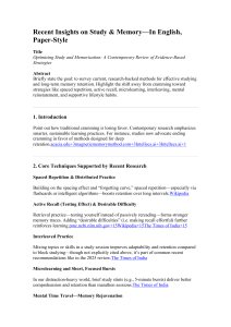 Effective Study & Memory Strategies: An Evidence-Based Review