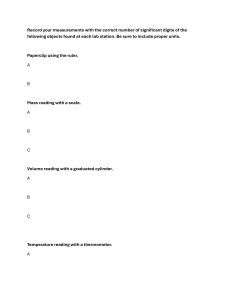 Lab Measurement Recording: Significant Digits & Units Worksheet