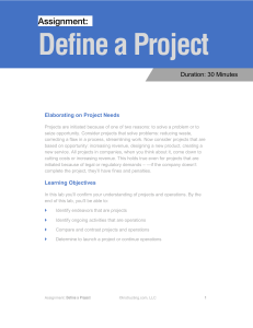 Define a Project: Project Management Lab & Operations Guide