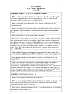 Health Psychology Midterm Study Guide - Fall 2021