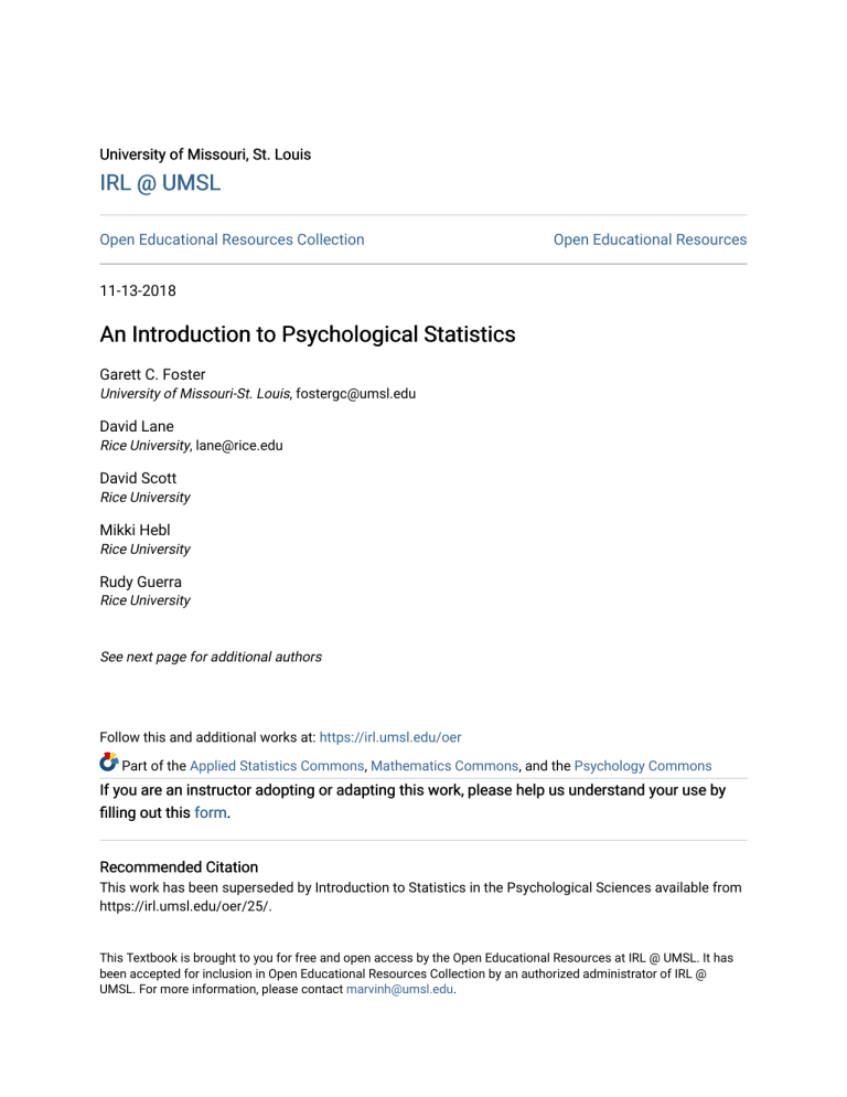 Introduction to Psychological Statistics Textbook | UMSL OER