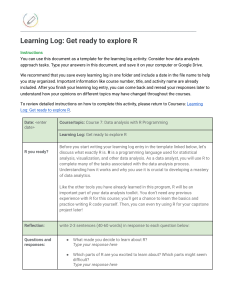 R Programming Learning Log: Data Analysis Course Activity Template