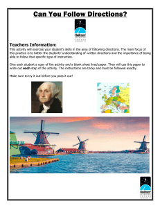 Can You Follow Directions? Language Skills Activity for Students