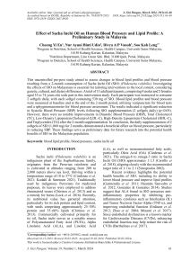 Sacha Inchi Oil Effects on Human Blood Pressure & Lipid Profile in Malaysia
