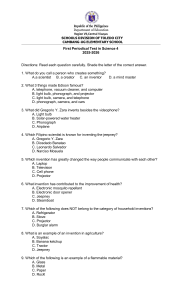 Science 4 First Periodical Test - Elementary School Assessment