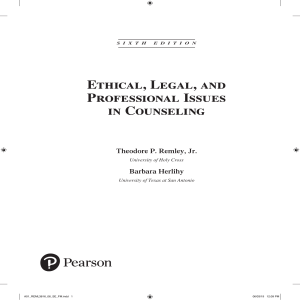 Counseling Ethics & Law: Professional Issues Textbook - 6th Edition