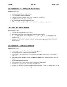 ACT 220 Exam 1 Study Guide: Managerial Accounting, Job Order Costing, CVP
