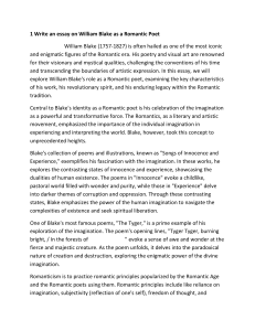 William Blake as a Romantic Poet: An Essay on Imagination & Style