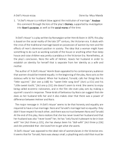 A Doll's House Essay: Ibsen, Marriage, & Victorian Social Mores